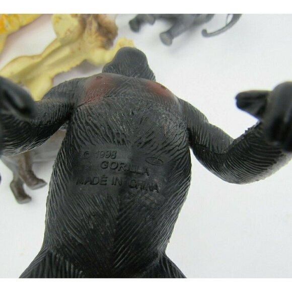 Jungle Safari Animals PVC Plastic Figures Gorilla Lion Hippo Elephant Vintage - Picture 8 of 9